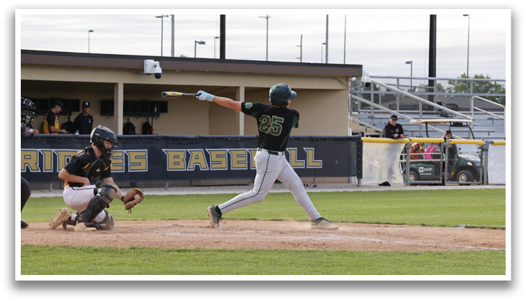 A baseball player is swinging a bat. Description generated by AI