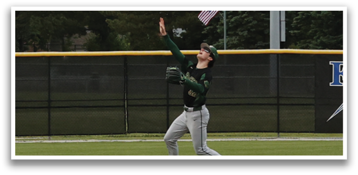 A baseball player catching a ball. Description generated by AI