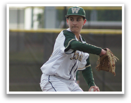 A baseball player in a green and white uniform is throwing a ball. Description generated by AI
