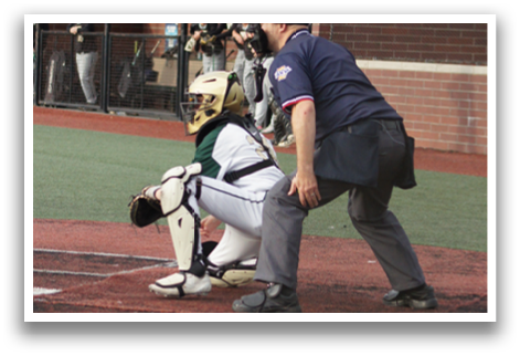 A baseball game is taking place with a batter, catcher, and umpire. Description generated by AI