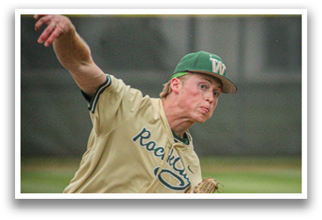 A baseball player in a yellow and green uniform is throwing a ball. Description generated by AI
