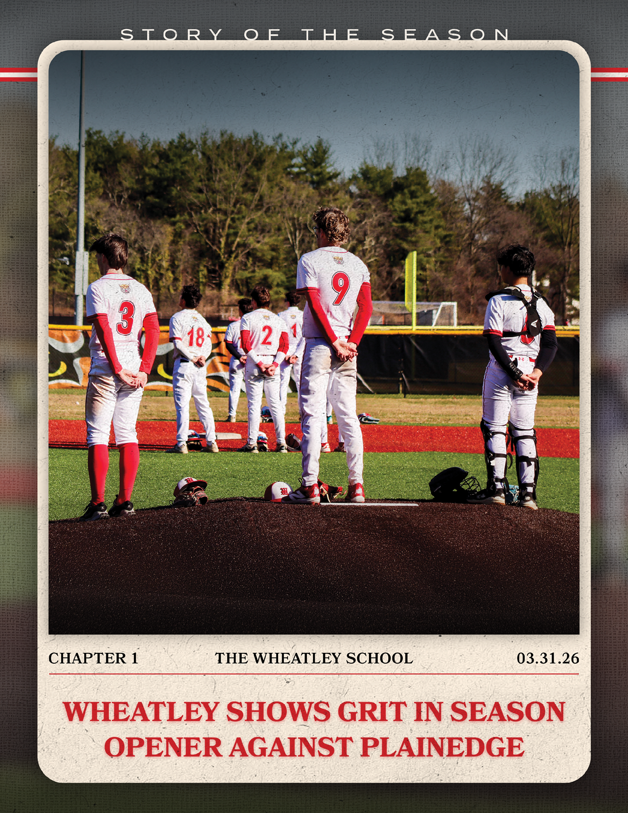A baseball game is being played with a group of people standing on the field. Description generated by AI
