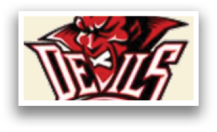 A logo for the Devils sports team features a red devil with horns and a red star. AI generated content