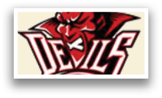 A logo for the Devils sports team features a red devil with horns and a red star. AI generated content
