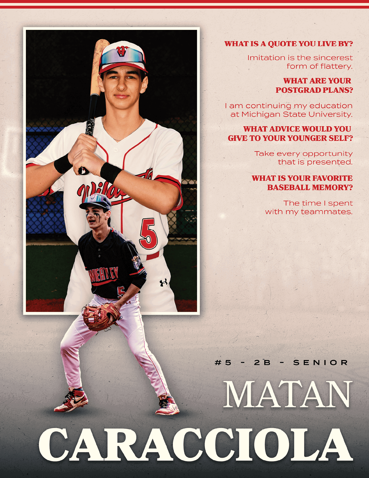 A baseball player named Matan Carracciola. Description generated by AI