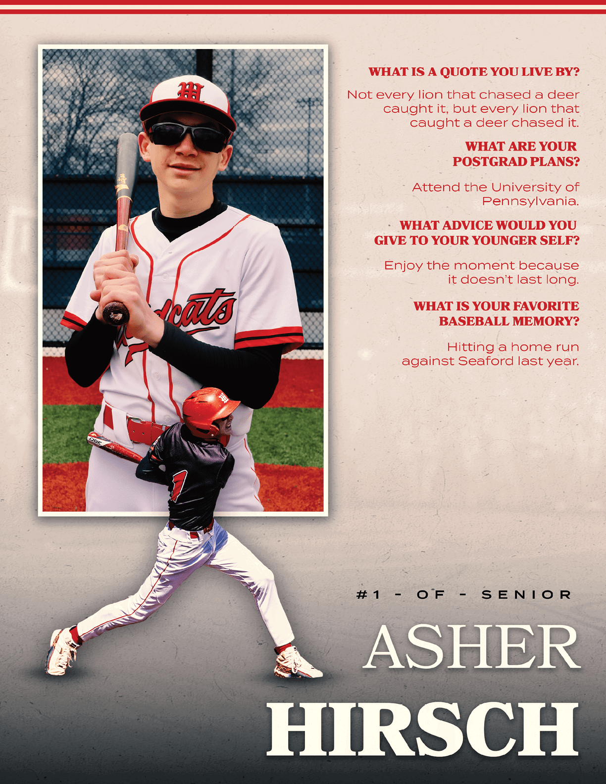 A baseball player in a red and white uniform. Description generated by AI