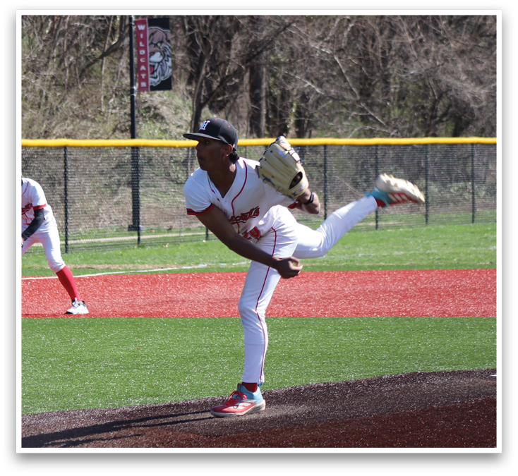 A baseball player is pitching a ball on a field. Description generated by AI