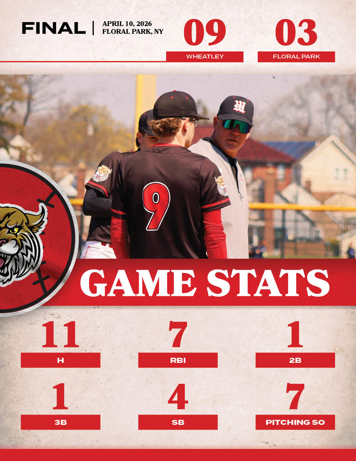 A baseball game stat sheet with the number 9 on the back of a jersey. Description generated by AI