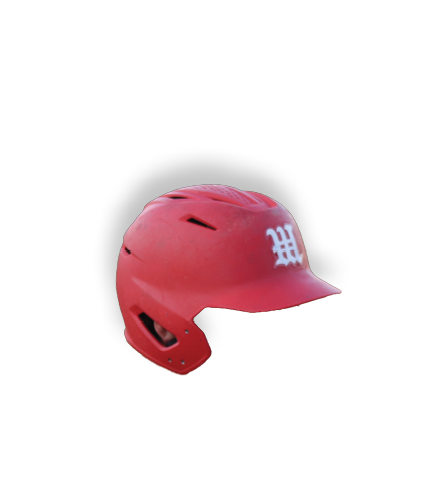 A red baseball cap with a white logo. Description generated by AI