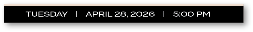 tuesDAY | APRIL 28, 2026 | 5:00 P