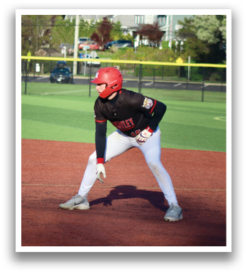 A baseball player is swinging a bat. Description generated by AI