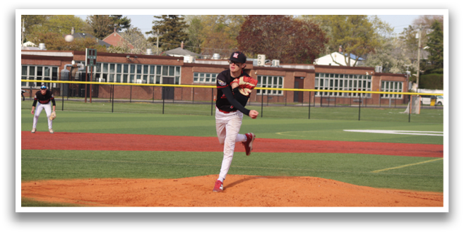A baseball player in a black shirt and white pants is pitching a ball. Description generated by AI