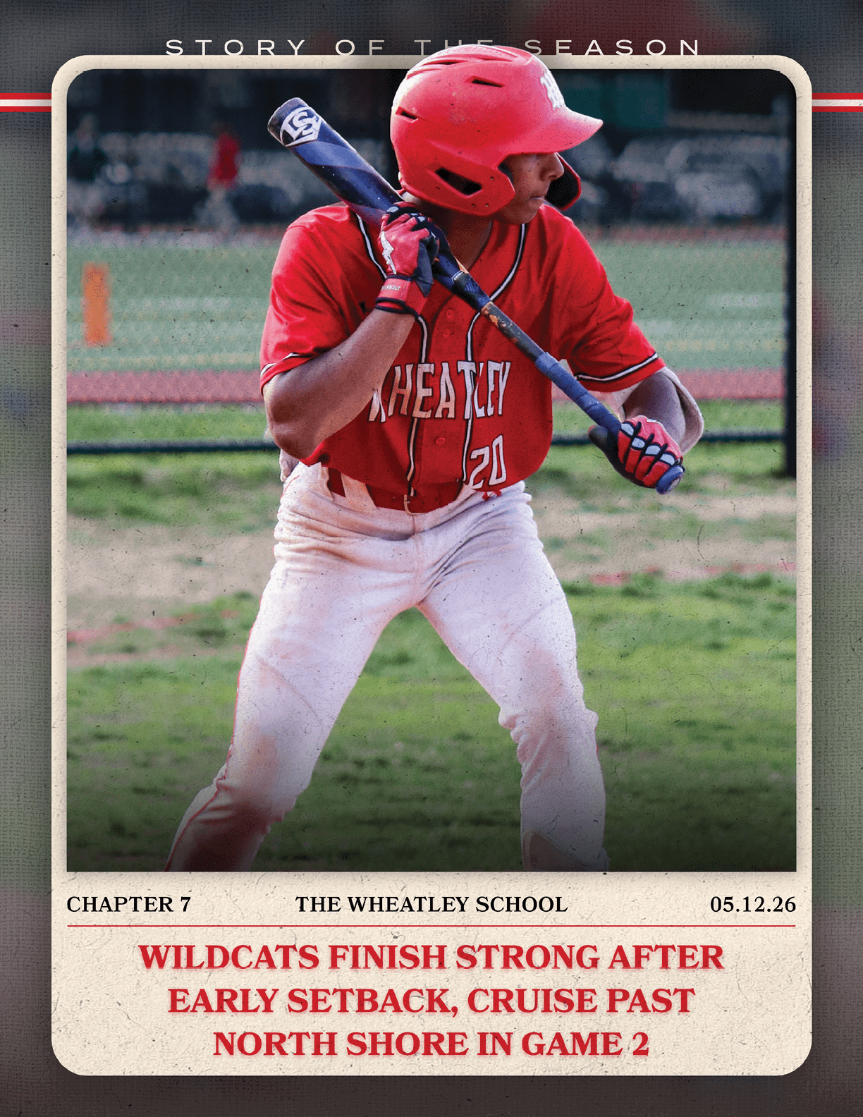 A baseball player holding a bat. Description generated by AI