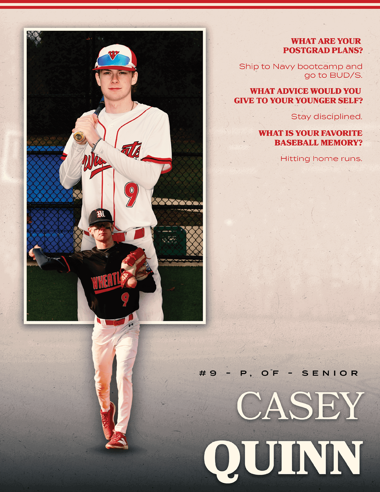 A baseball player wearing a red and white uniform. Description generated by AI