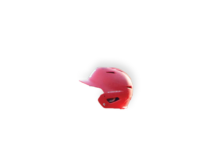 A red baseball cap on a white background. Description generated by AI