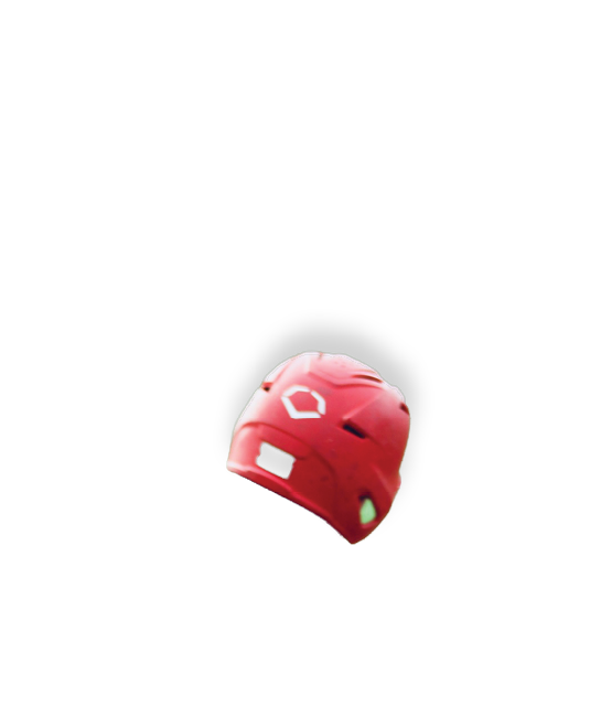 A red and white ball is in the air. Description generated by AI