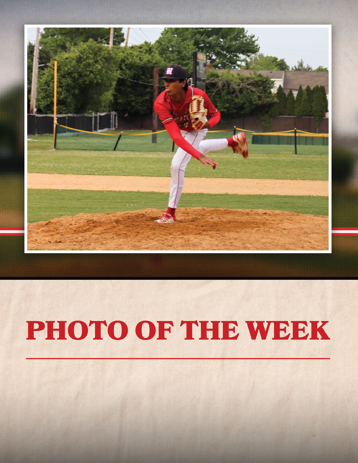 A baseball player in a red shirt and white pants is throwing a ball. Description generated by AI