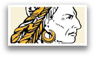 A Native American Indian head with a feather in its hair. Description generated by AI