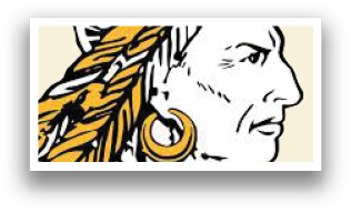 A Native American Indian head with a feather in its hair. Description generated by AI