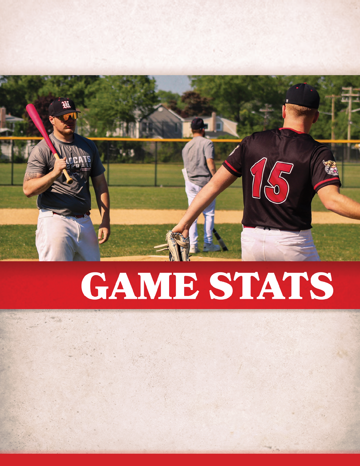 A baseball player holding a bat. Description generated by AI