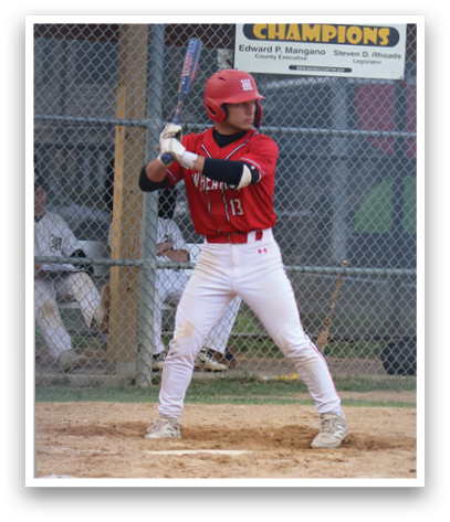 A baseball player is swinging a bat at a ball. Description generated by AI