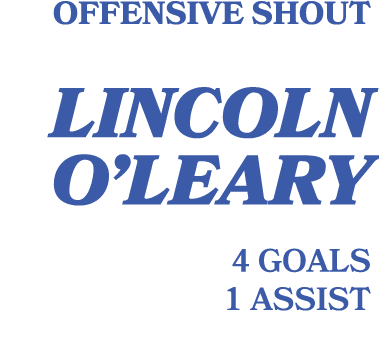 Offensive shout lincoln o’leary 4 goals 1 assist