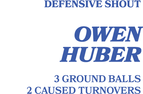 defensive shout owen huber 3 ground ballS 2 causeD Turnovers