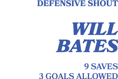 defensive shout will bates 9 saves 3 goals allowed