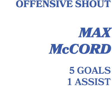 Offensive shout max mccord 5 goals 1 assist
