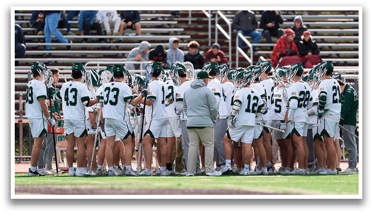 A group of men in uniforms are standing on a field, holding their hockey sticks. AI generated content