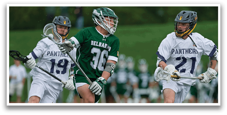 A group of lacrosse players huddled together on the field. AI generated content