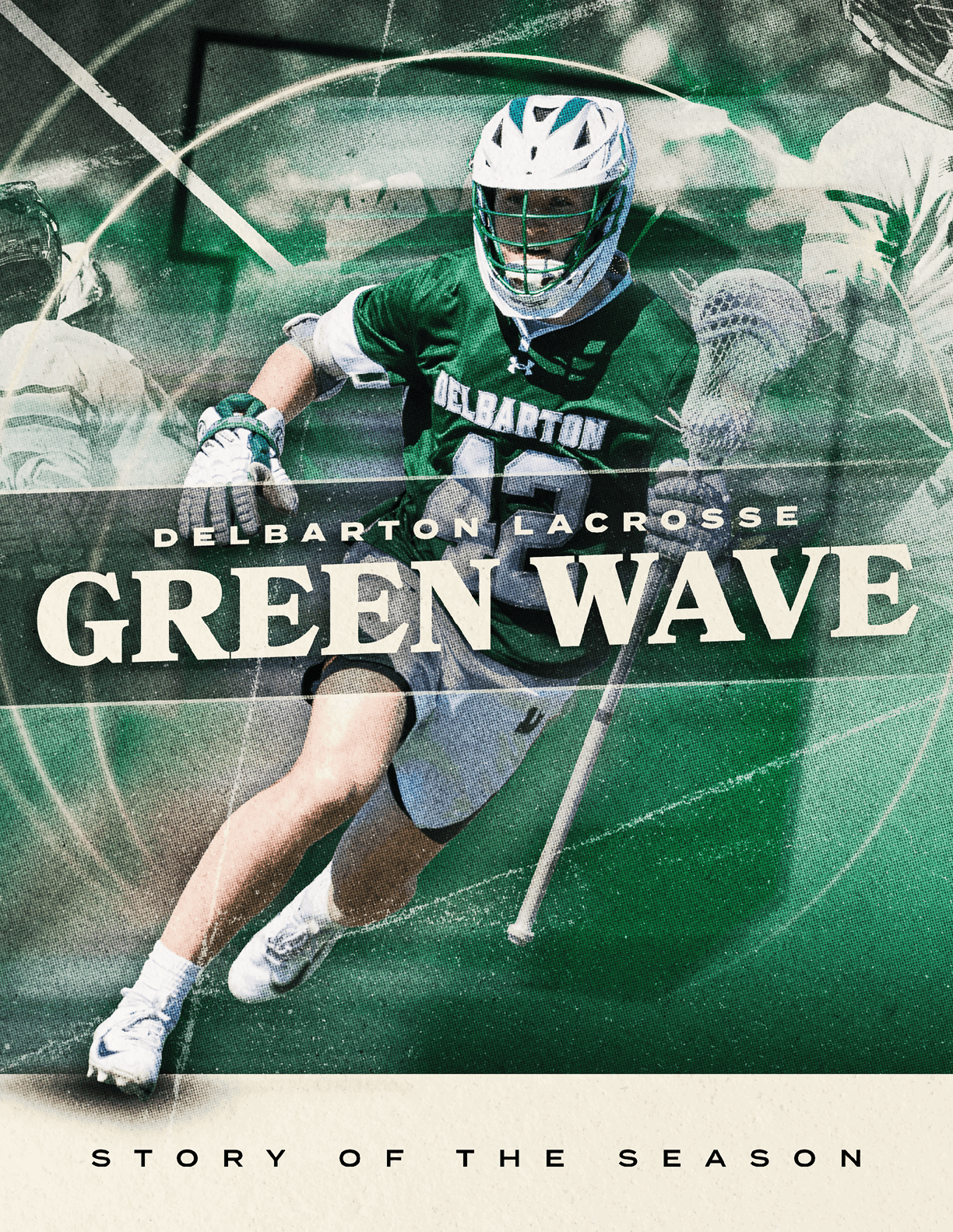 A man in a green jersey is playing lacrosse. AI generated content