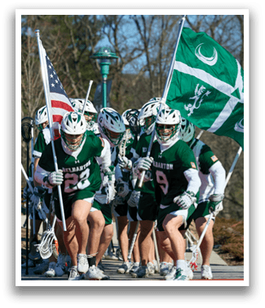 A group of men wearing green and white uniforms are running down a road. AI generated content