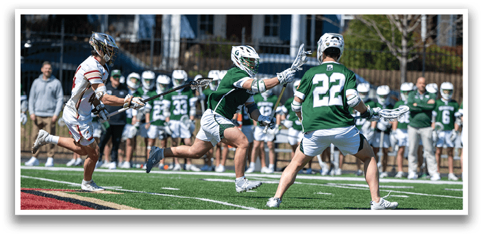A group of people playing a game of lacrosse on a field. AI generated content