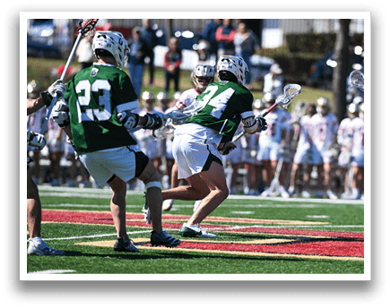 A group of people playing a game of lacrosse on a field. AI generated content