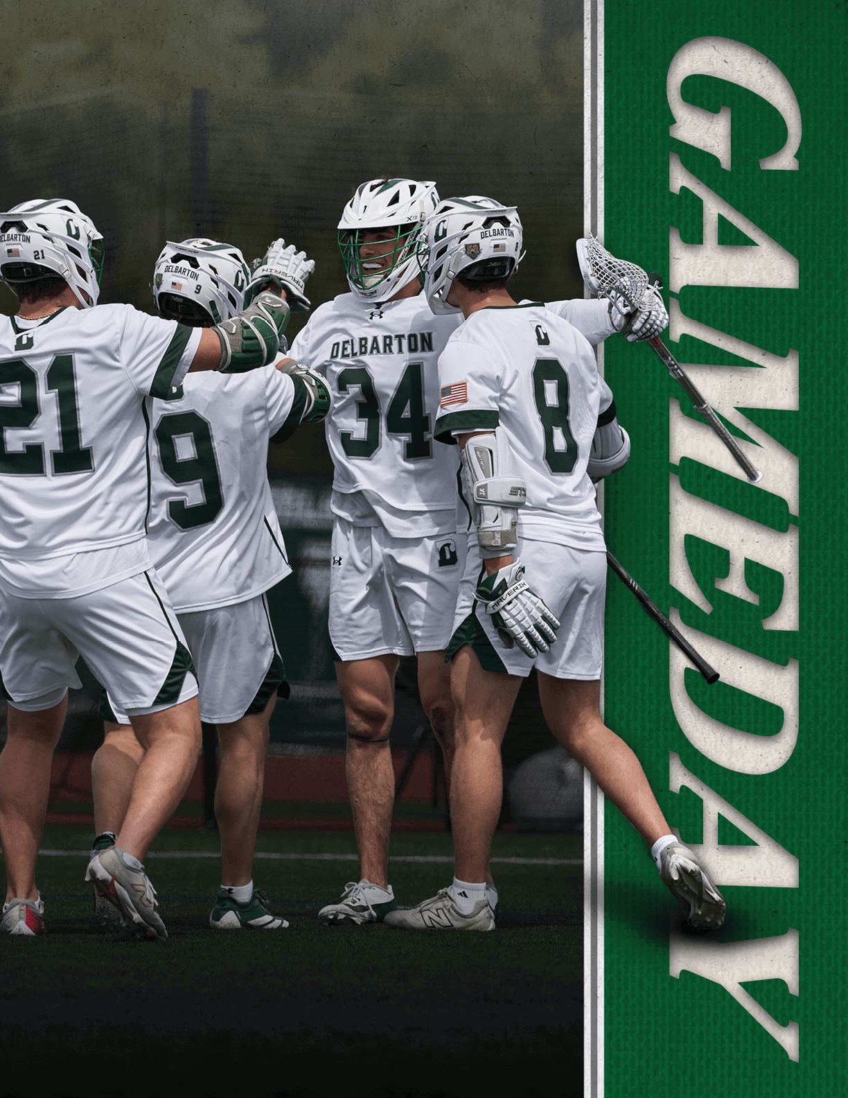 A group of men wearing white uniforms and holding hockey sticks. Description generated by AI