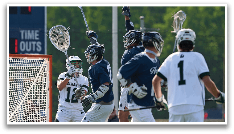 A group of people playing lacrosse. Description generated by AI