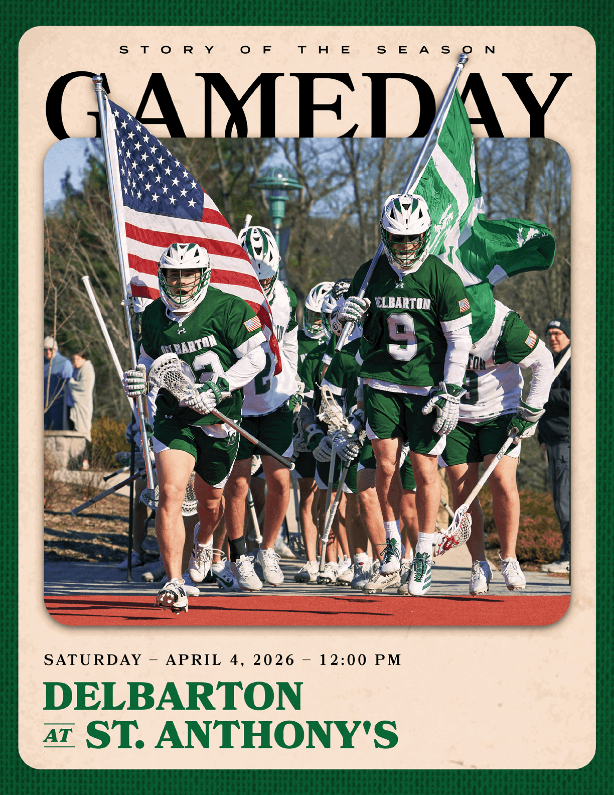 A group of lacrosse players in uniforms. Description generated by AI