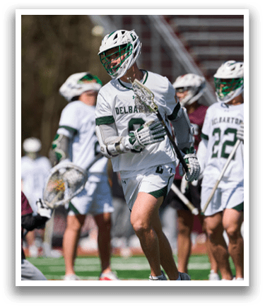 A group of people playing a game of lacrosse. Description generated by AI
