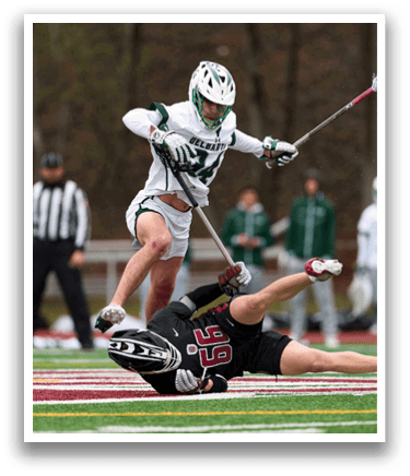 A man is sliding on the ground while another man is holding a stick. Description generated by AI