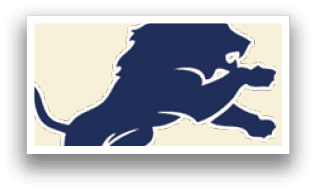 A blue and white lion logo. Description generated by AI