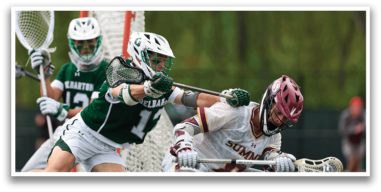 A man in a green and white uniform is trying to score a goal. Description generated by AI