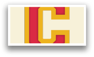 A yellow and red C on a black background. Description generated by AI