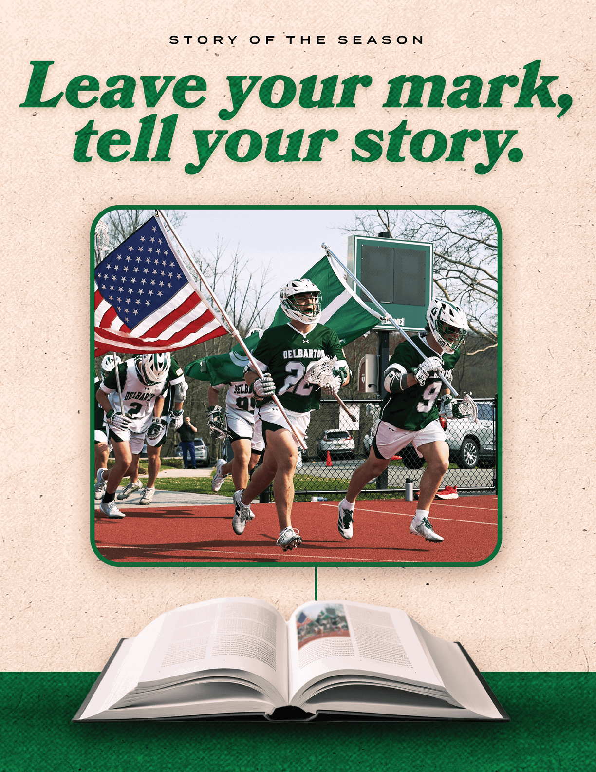 A book with a picture of a man holding an American flag. Description generated by AI