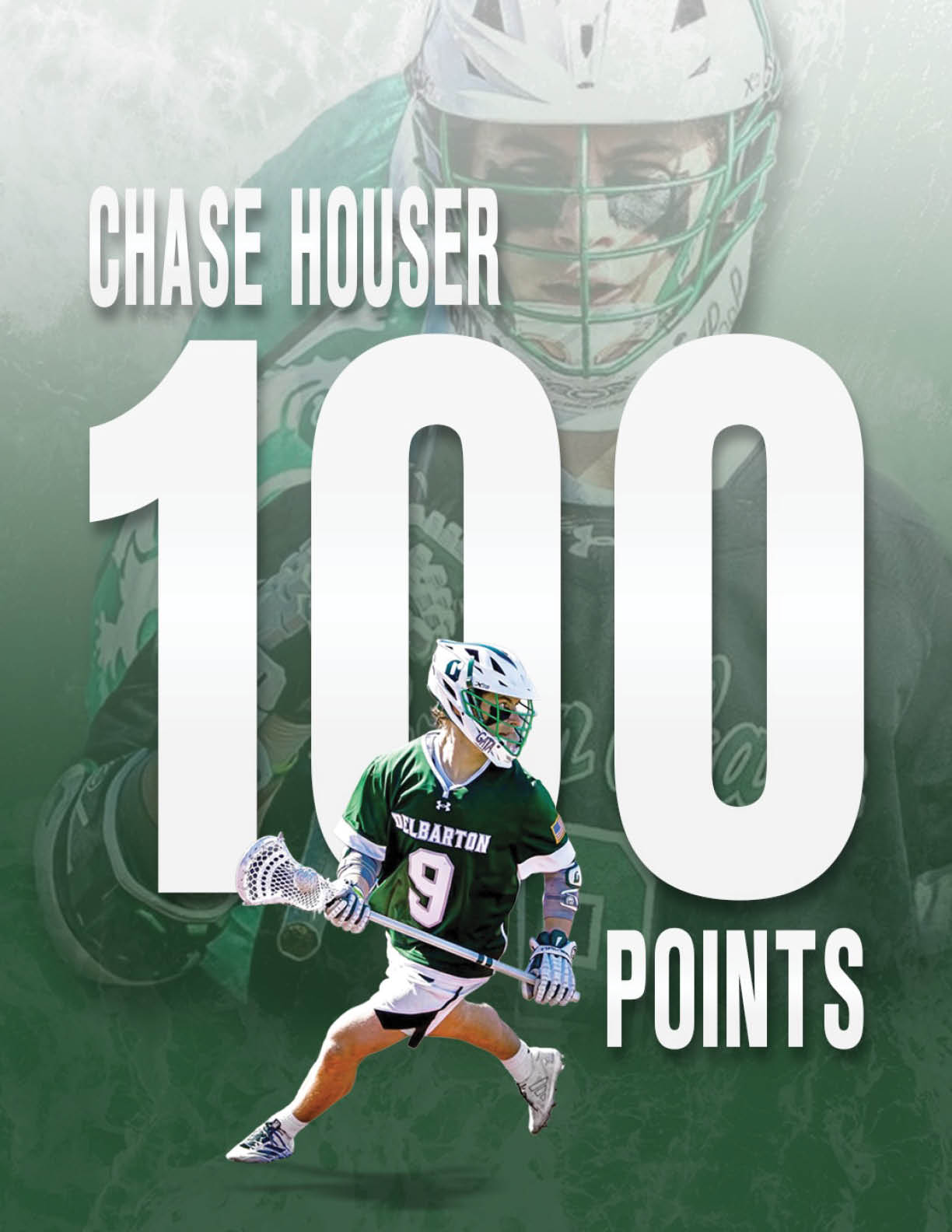 A man wearing a green and white jersey with the number 9 on it. Description generated by AI