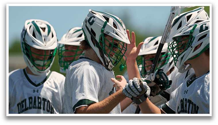 A group of people wearing white and green helmets. Description generated by AI