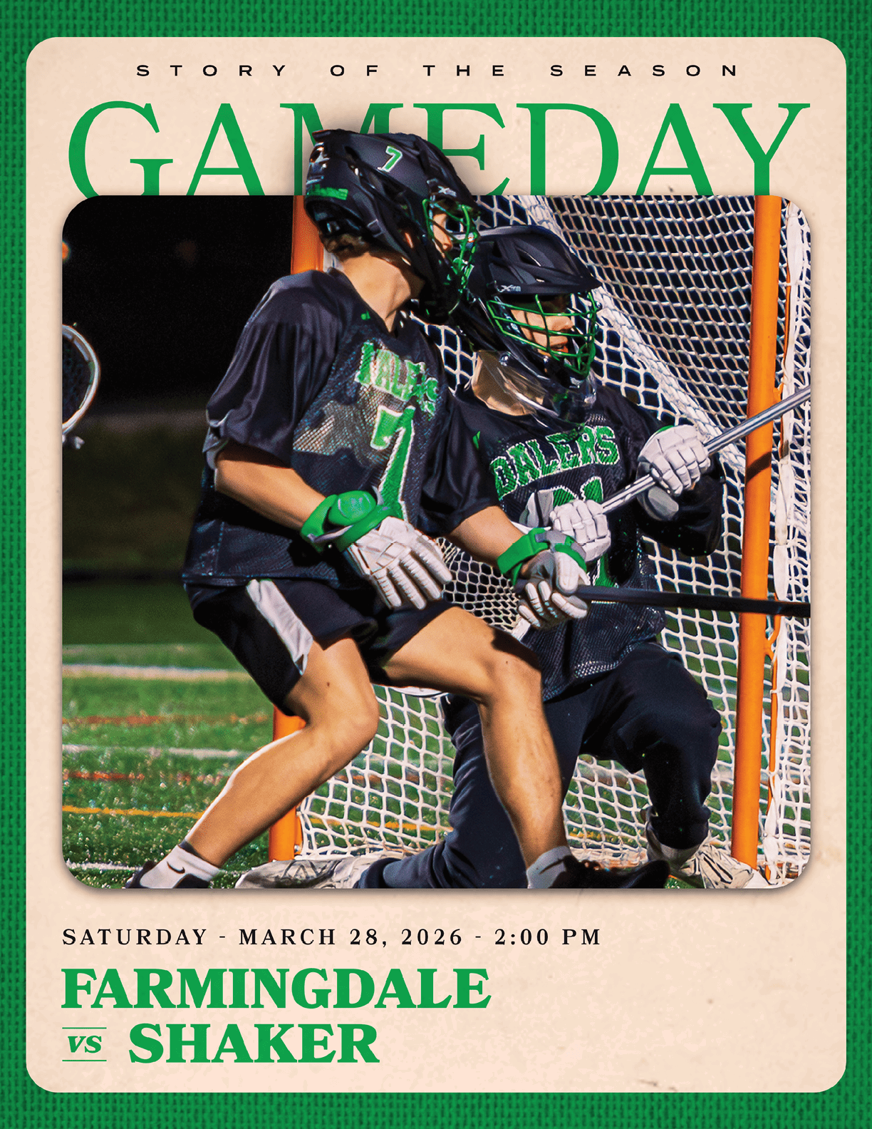 A man in a black and white uniform is playing lacrosse. AI generated content