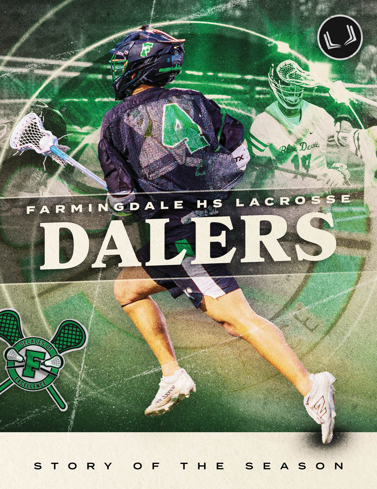 A lacrosse player in a black jersey with the number 4 on it. AI generated content