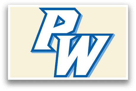 A white and blue logo for PW. AI generated content