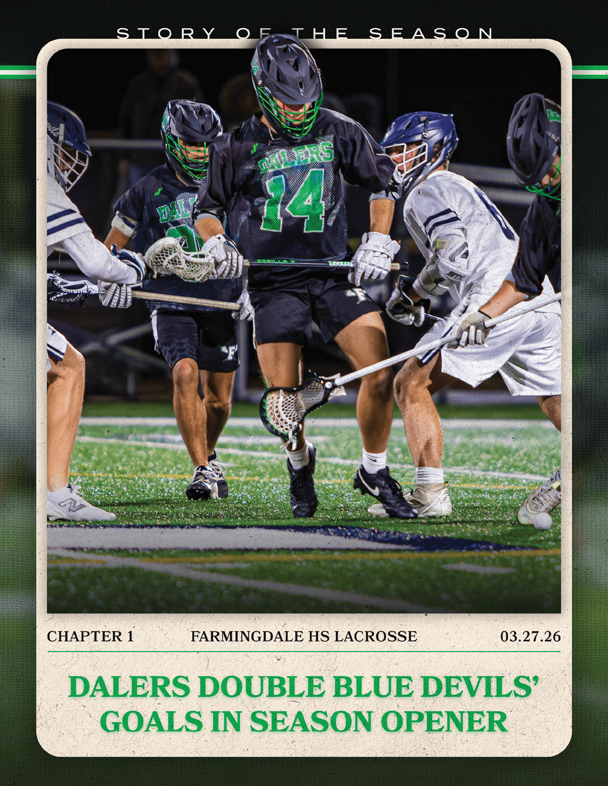 A group of lacrosse players on a field. AI generated content